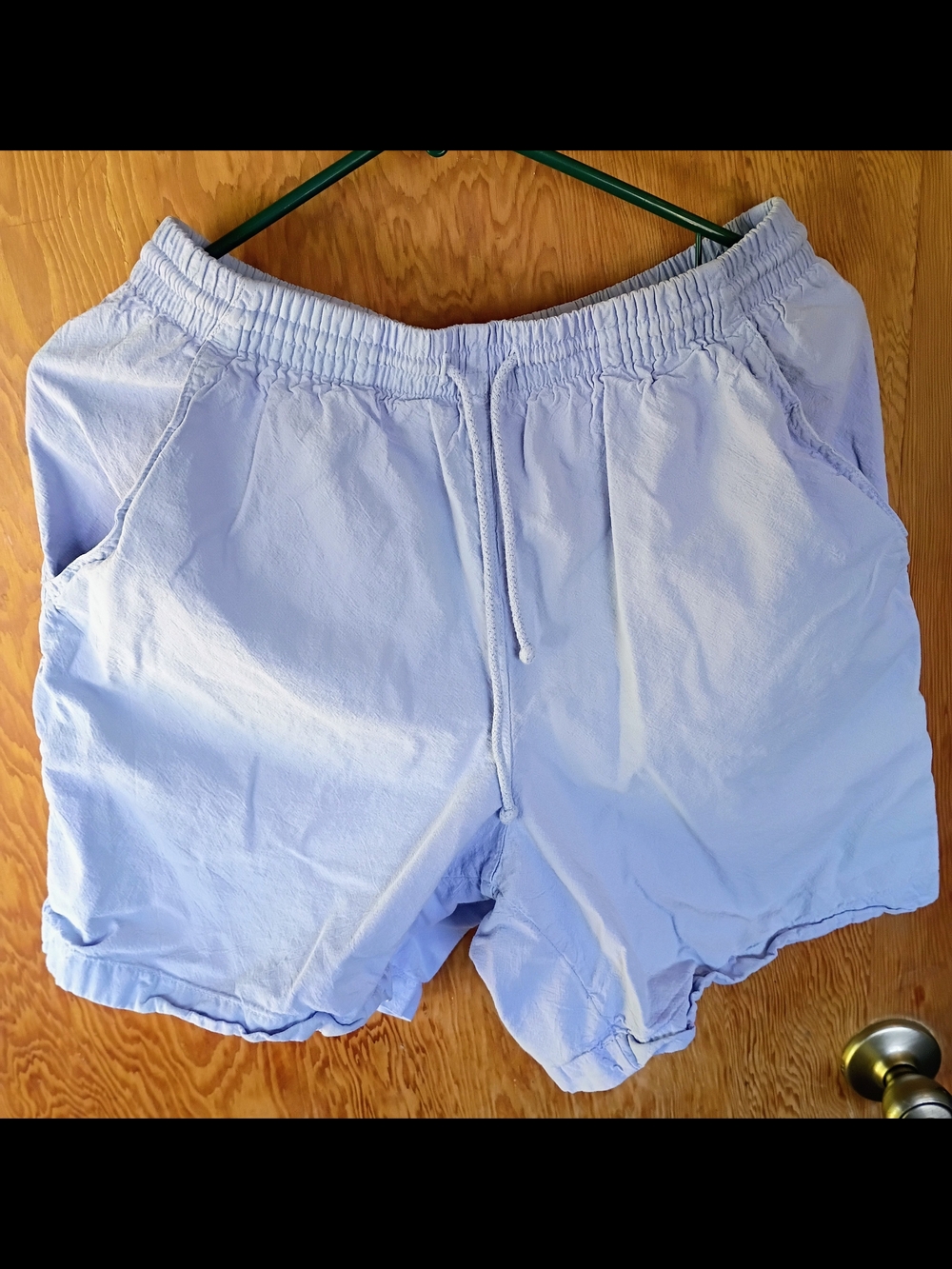 Light Blue Cotton Casual Shorts With Drawstring